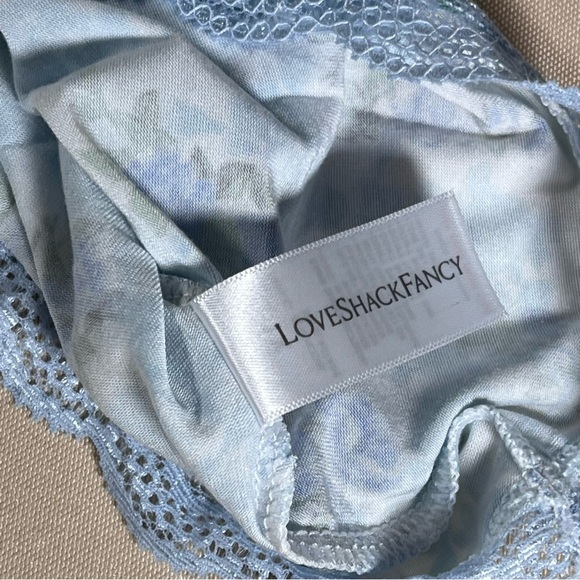 LoveShackFancy Wells Bralette Baby Blue Promise Floral‎ Lace Lounge Size XL NWT - Picture 7 of 8